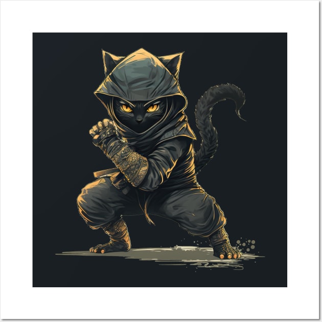 Stealthy Ninja Cat Wall Art by dmac